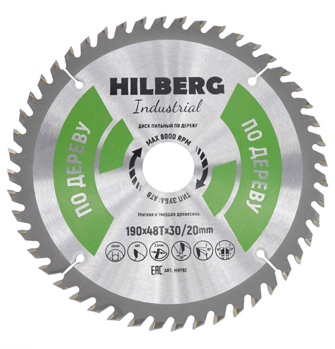 Фото Диск пильный Hilberg Industrial Дерево 190*30/20*48Т