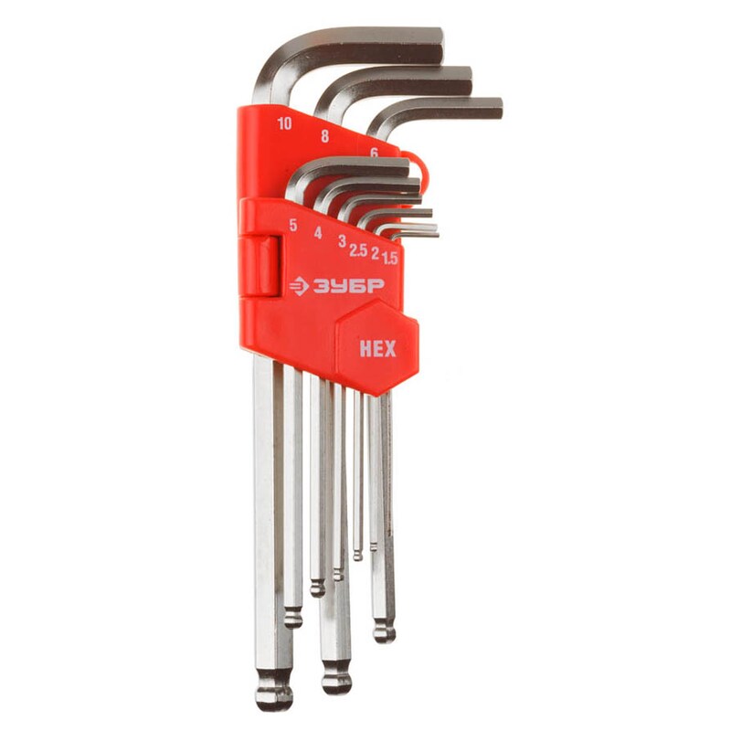Фото Набор коротких имбусовых ключей 9 шт. Зубр 27461-2