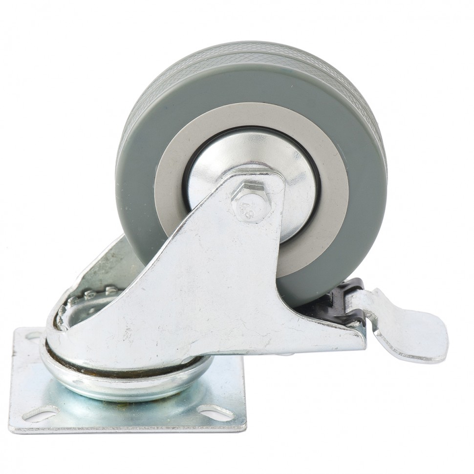 Фото Колесо поворотное с тормозом D 50 мм, крепление платформенное Сибртех