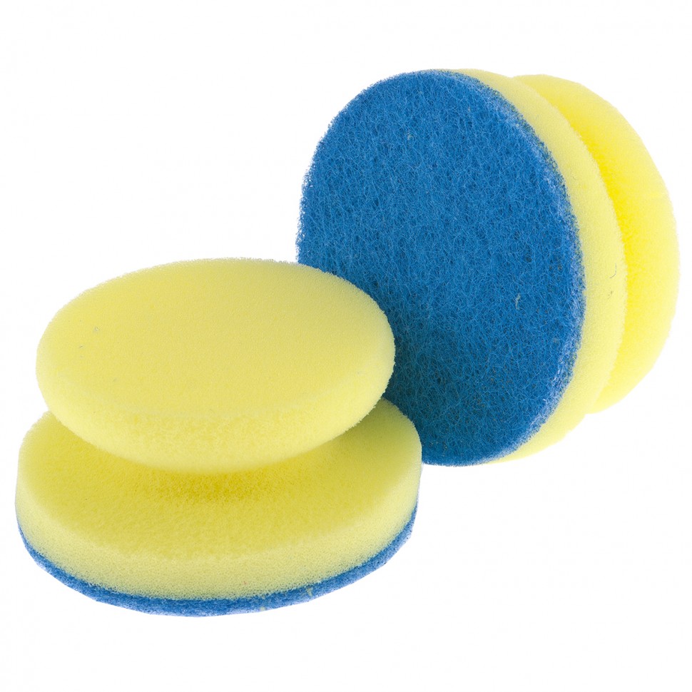 Фото Губки для посуды c тефлоновым покр.м, круглые, D 95 х 50 мм, 2 шт, в картоне, Россия Elfe