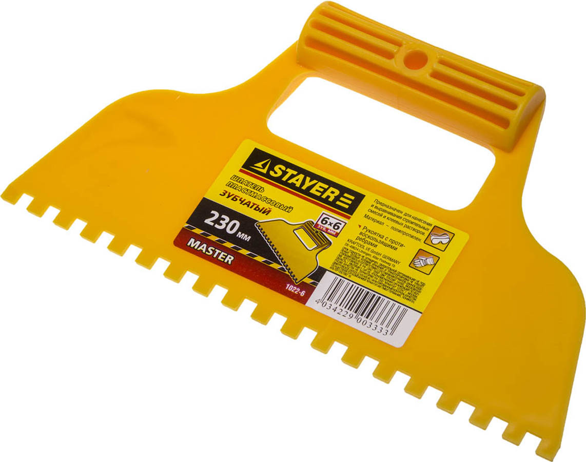 Пластмассовый шпатель STAYER 230 мм, зубчатый, 1022-6