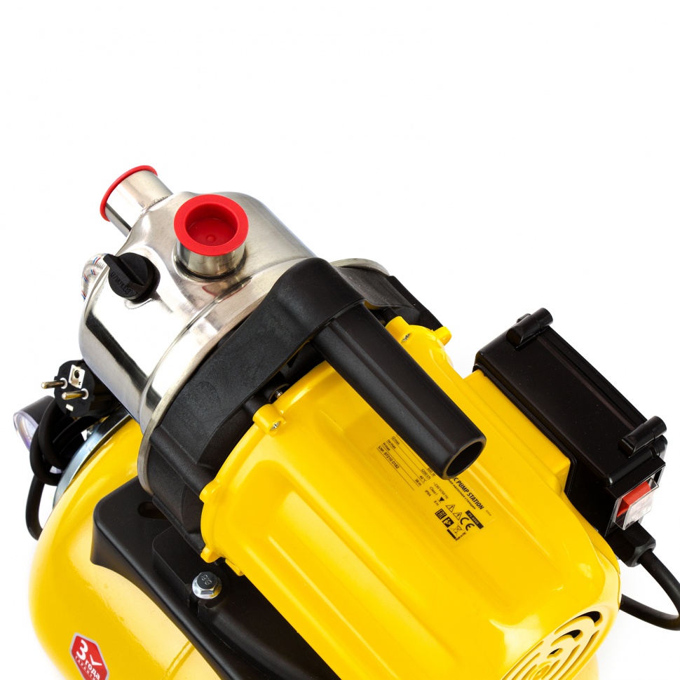 Насосная станция PS800X, 800 Вт, 3200 л/ч, ресивер 24 л, подъем 38 м, нержавейка Denzel