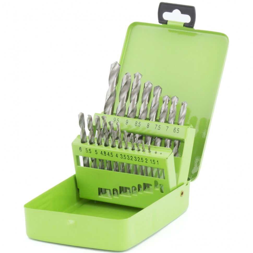 Набор сверл по мет., 1-10 мм, (через 0,5 мм +3,2 и 4,8 мм), HSS, 21 шт, ц/х Сибртех