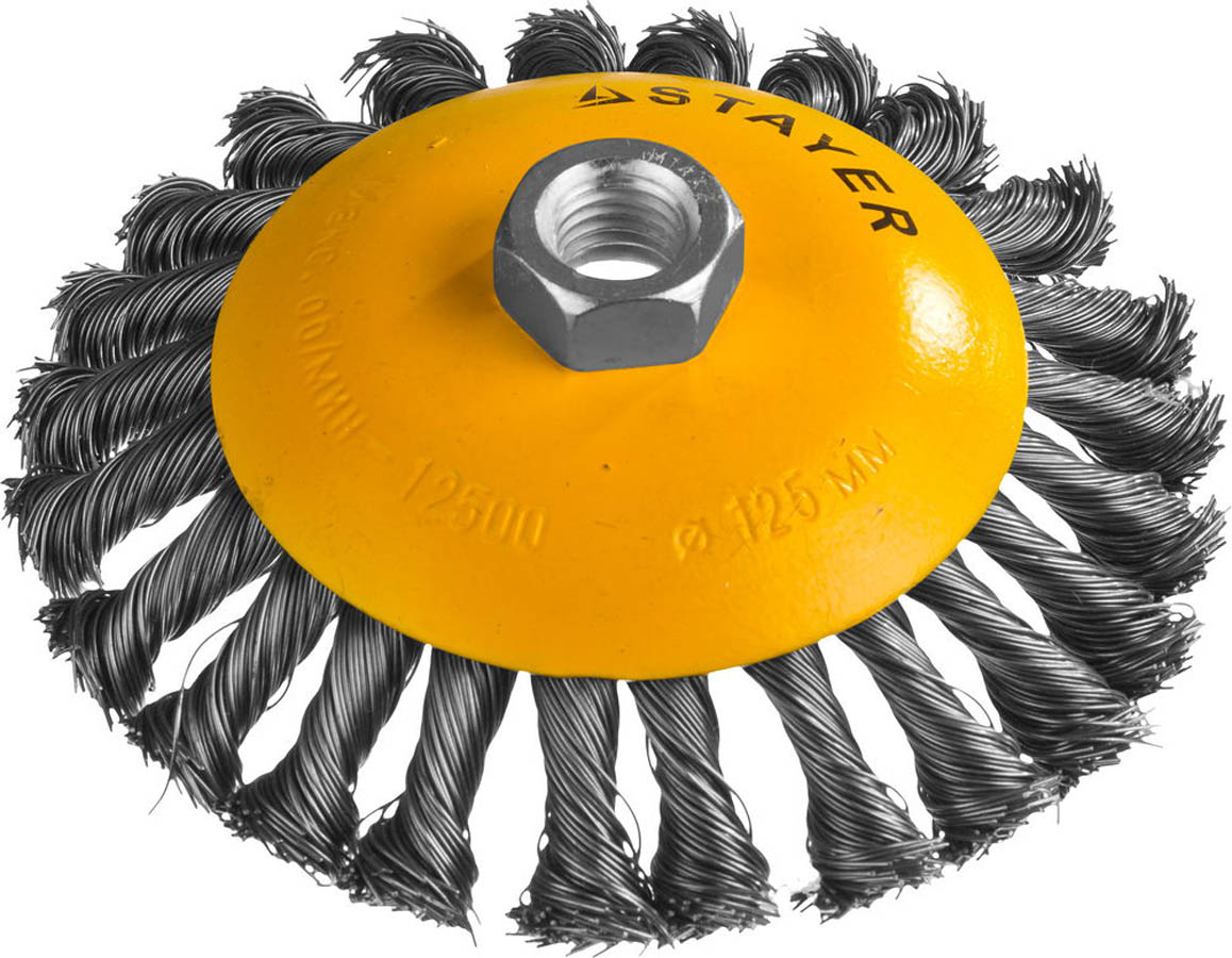 Фото Щетка коническая для УШМ STAYER 125 мм, 35135-125 Профессионал