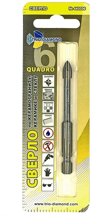 Сверло по керамике и стеклу квадро 6мм