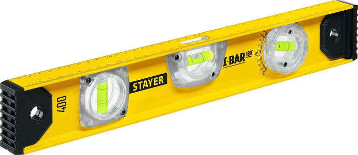 Фото Уровень I-BAR 180°STAYER 400 мм, 3 глазка, линейка, поворотный глазок, двутавровый 3470-040_z02