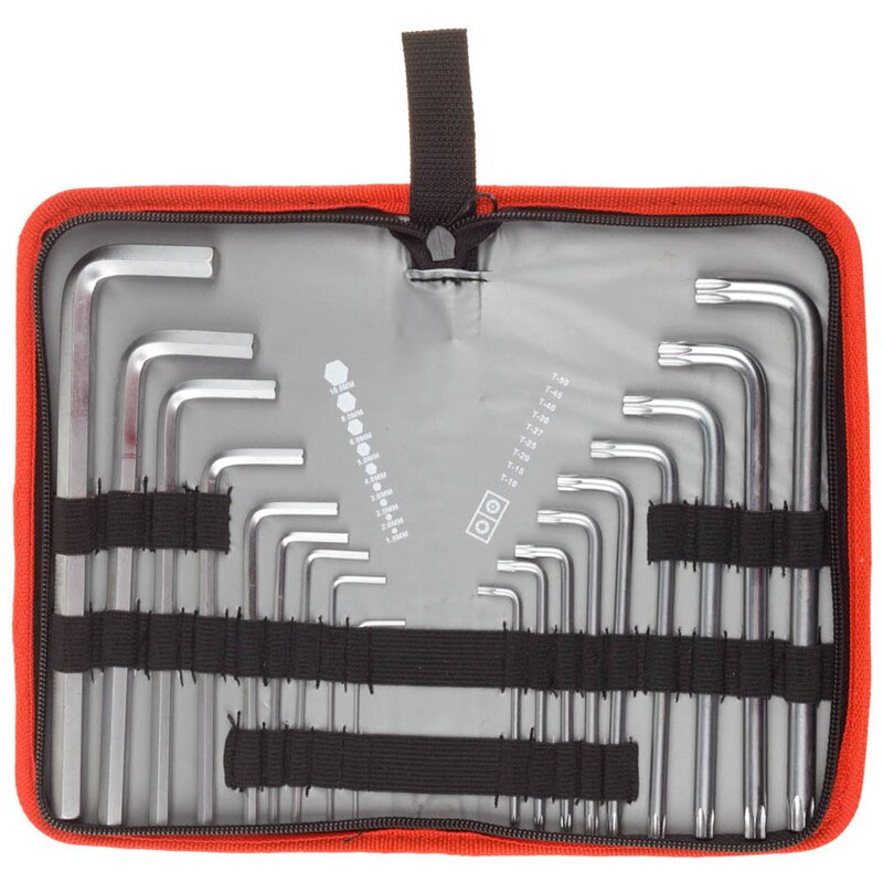 Фото Набор ключей имбусовых Cr-V, нейлон чехол,HEX 1,5-10 мм, TORX Т10-Т50 длинные 9 шт Зубр 27463-H18