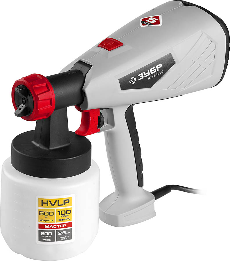 Фото ЗУБР 500 Вт, компрессорный, HVLP, краскопульт электрический КПЭ-500 Мастер