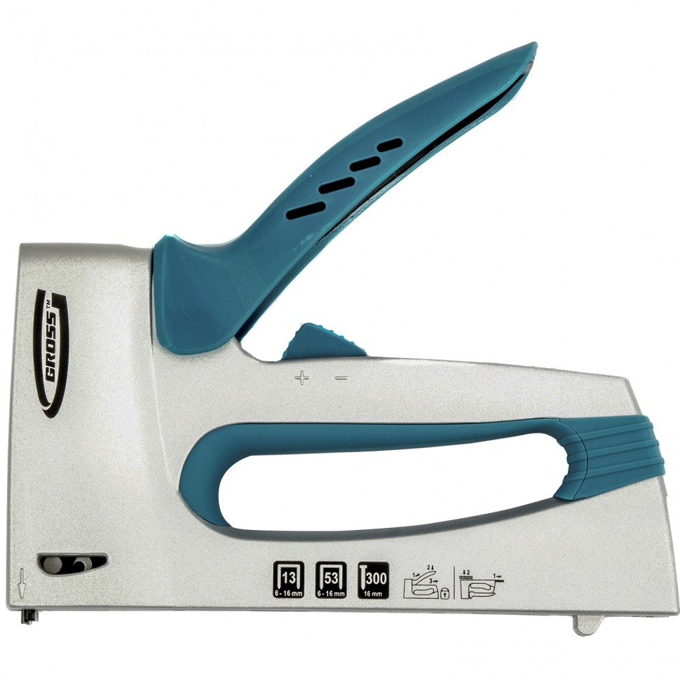 Степлер мебельный, алюминиевый корпус, рег. удара, тип скобы: 13, 53, 300, 6-16 мм Gross
