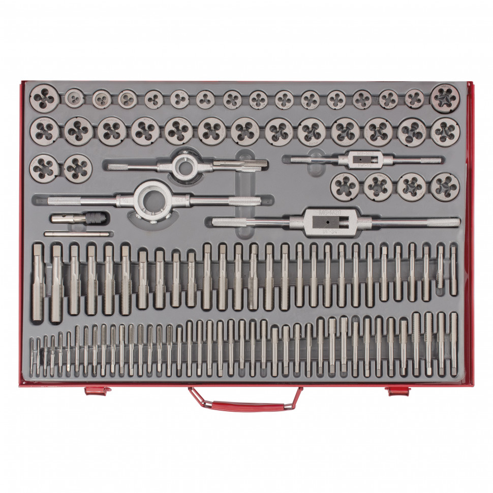 Набор метчиков и плашек М2-М18, 110 шт, мет. кейс Matrix