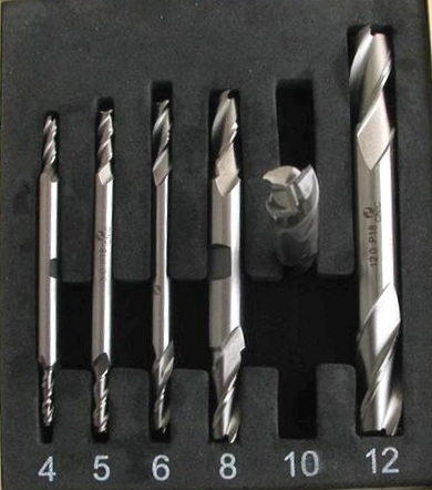 Фото Набор фрез по мет., концевые 2-х сторонние 6шт (d=4,5,6,8,10,12мм) z=3 Р18