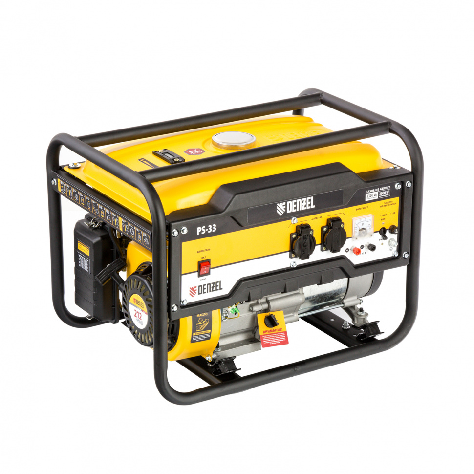 Фото Генератор бензиновый PS 33, 3.3 кВт, 230 В, 15 л, ручной стартер Denzel