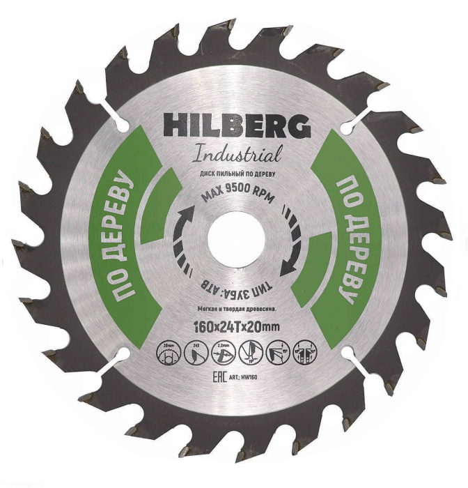 Фото Диск пильный Hilberg Industrial Дерево 160*20*24Т