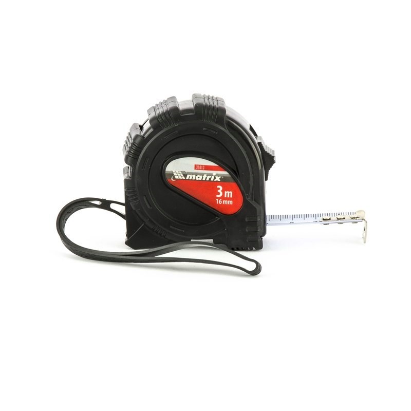 Рулетка Black, 3 м х 16 мм, обрез. корпус Matrix