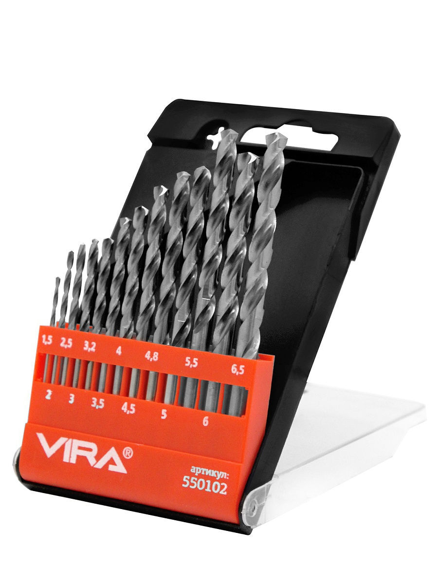 Фото Набор сверл по мет. 1,5-6,5 мм , 13 шт, с 6-гр хвостовиком VIRA