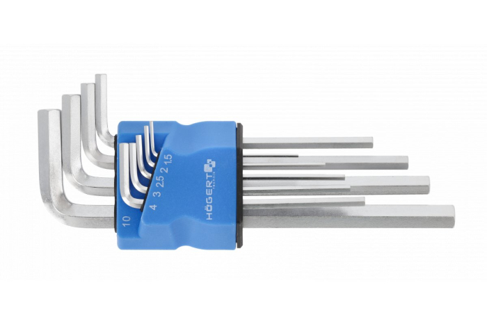 Фото Набор шестигранных длинных Г-образных ключей 1,5-10 мм, S2, 9 шт. HOEGERT