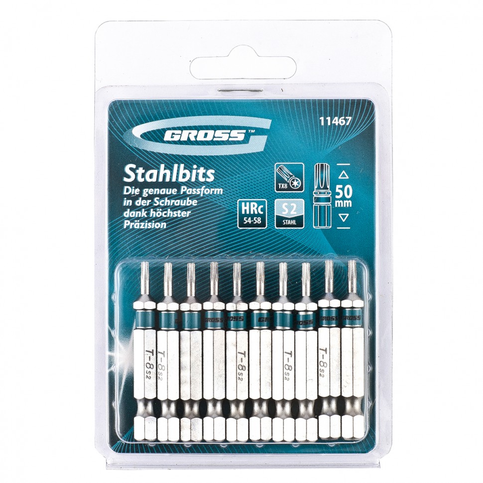 Фото Набор бит Torx8 х 50, сталь S2, 10 шт. Gross