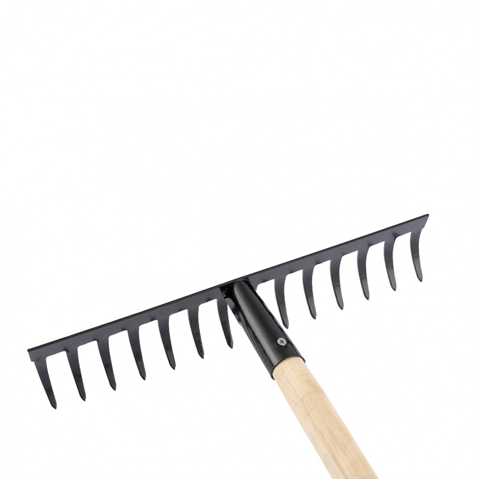 Фото Грабли стальные, 360 х 1300 мм, 14 прямых зубьев, деревянный черенок, Россия Сибртех