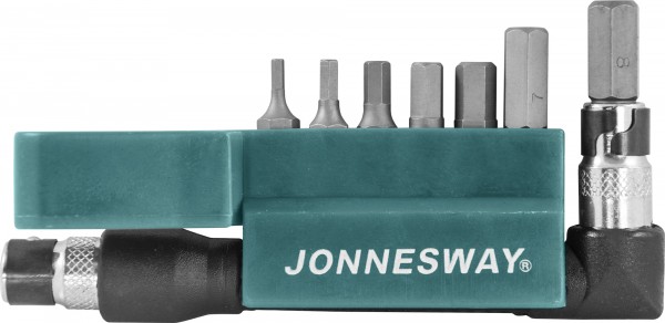 Фото Комплект вставок-бит 1/4"DR шестигранных, H2-H8, c Г-образным приводом, 8 предметов, Jonnesway