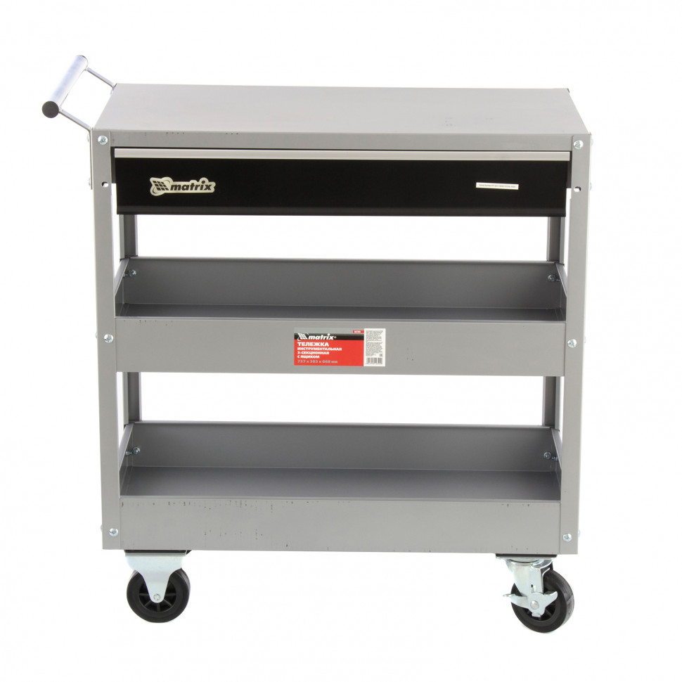 Фото Тележка инструментальная, 737 х 383 х 668 мм, 3-секционная, с ящиком Matrix
