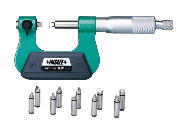 Фото Микрометр МВМ-25 резьбовой, 0-25мм, 0.01мм, с компл вставок 60°, INSIZE