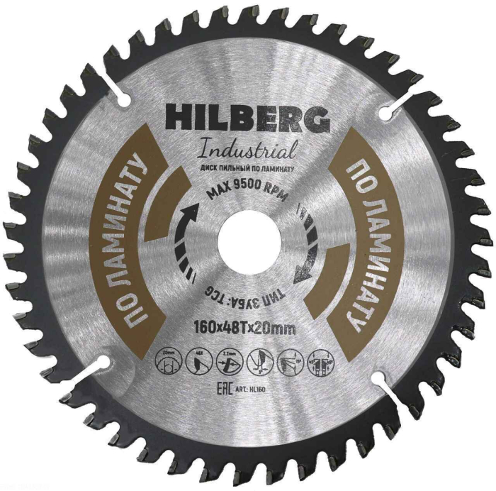 Фото Диск пильный Hilberg Industrial Ламинат 160*20*48Т