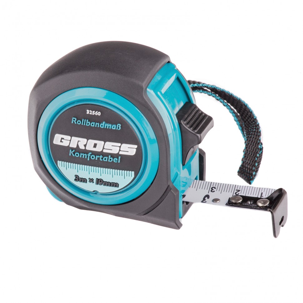 Рулетка Komfortabel 3 м х 19 мм, обрез. корпус Gross