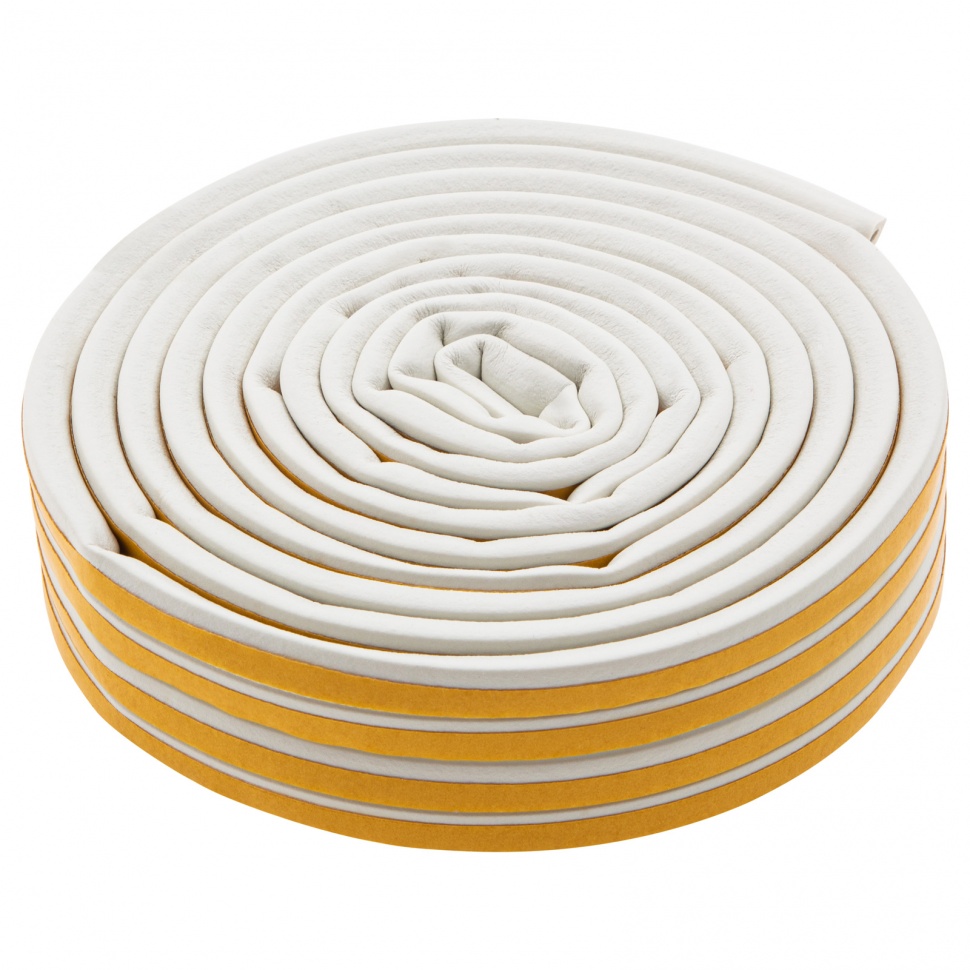 Фото Уплотнитель резиновый, 12 м, профиль "D", белый Сибртех