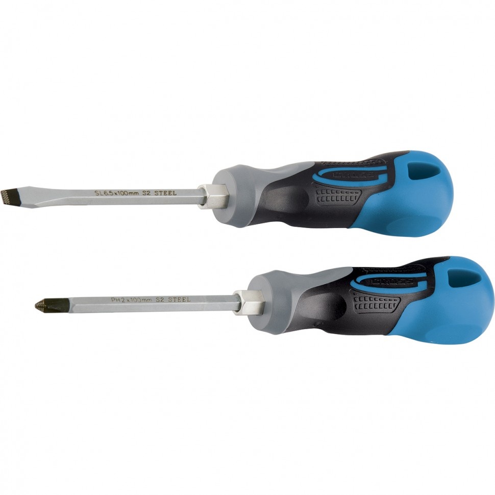 Набор отверток комб. 2 шт, S2, трехкомп. рукоятка Gross