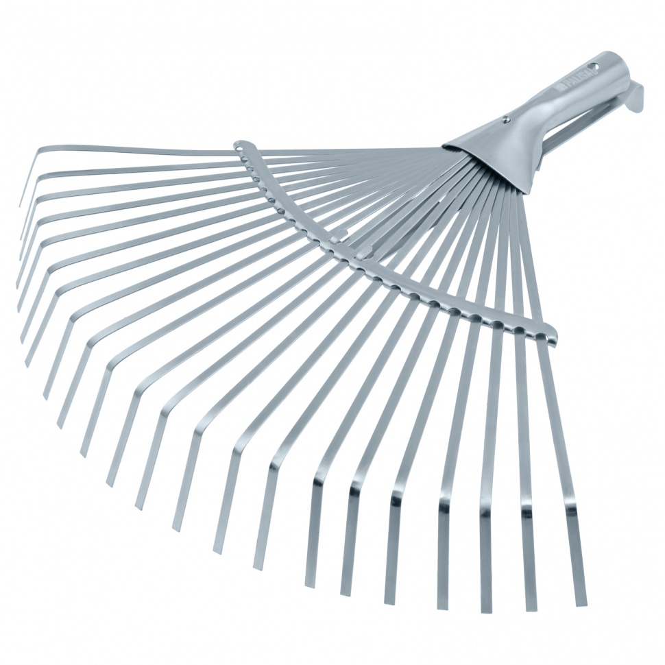 Фото Грабли веерные стальные, 300 - 480 мм, 22 плоских зуба, оцинкованные,раздвижные, без черенка, Palisad