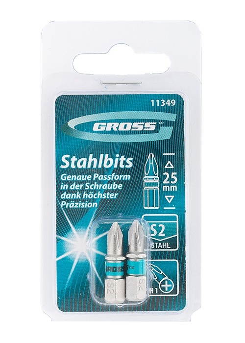 Фото Набор бит РН1 х 25, сталь S2, 2 шт. Gross