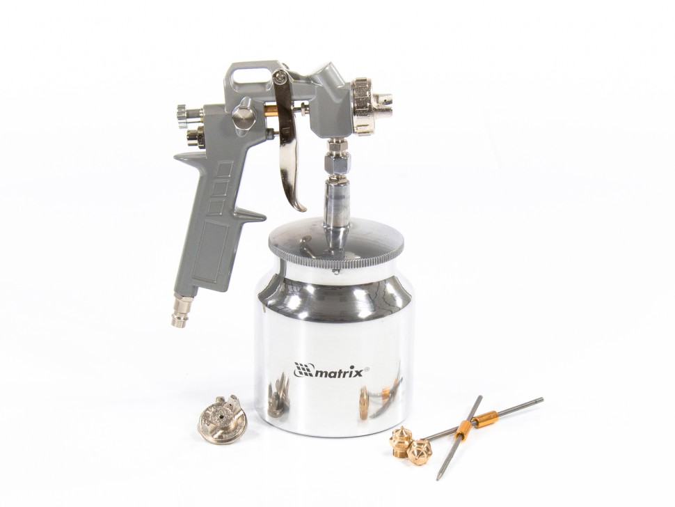 Краскораспылитель пневм. с нижним бачком V 0,75 л, сопло D 1.2, 1.5 и 1.8 мм Matrix