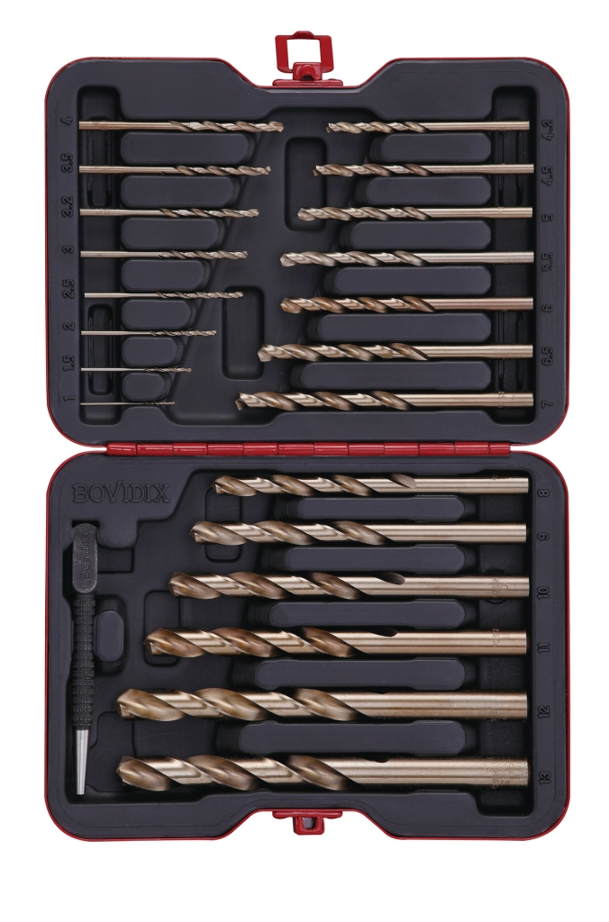Набор сверл по мет. 1-13 мм, 22 шт, пласт. бокс кобальт BOVIDIX