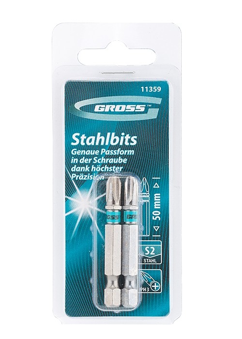 Фото Набор бит РН3 х 50, сталь S2, 2 шт. Gross