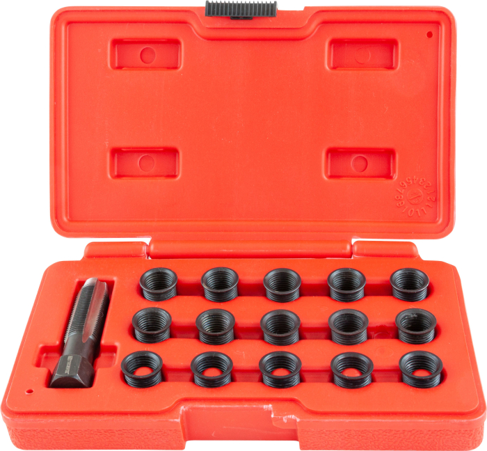 Набор для восстановления резьбы свечного отверстия М14х1.25, 16 предметов, THORVIK