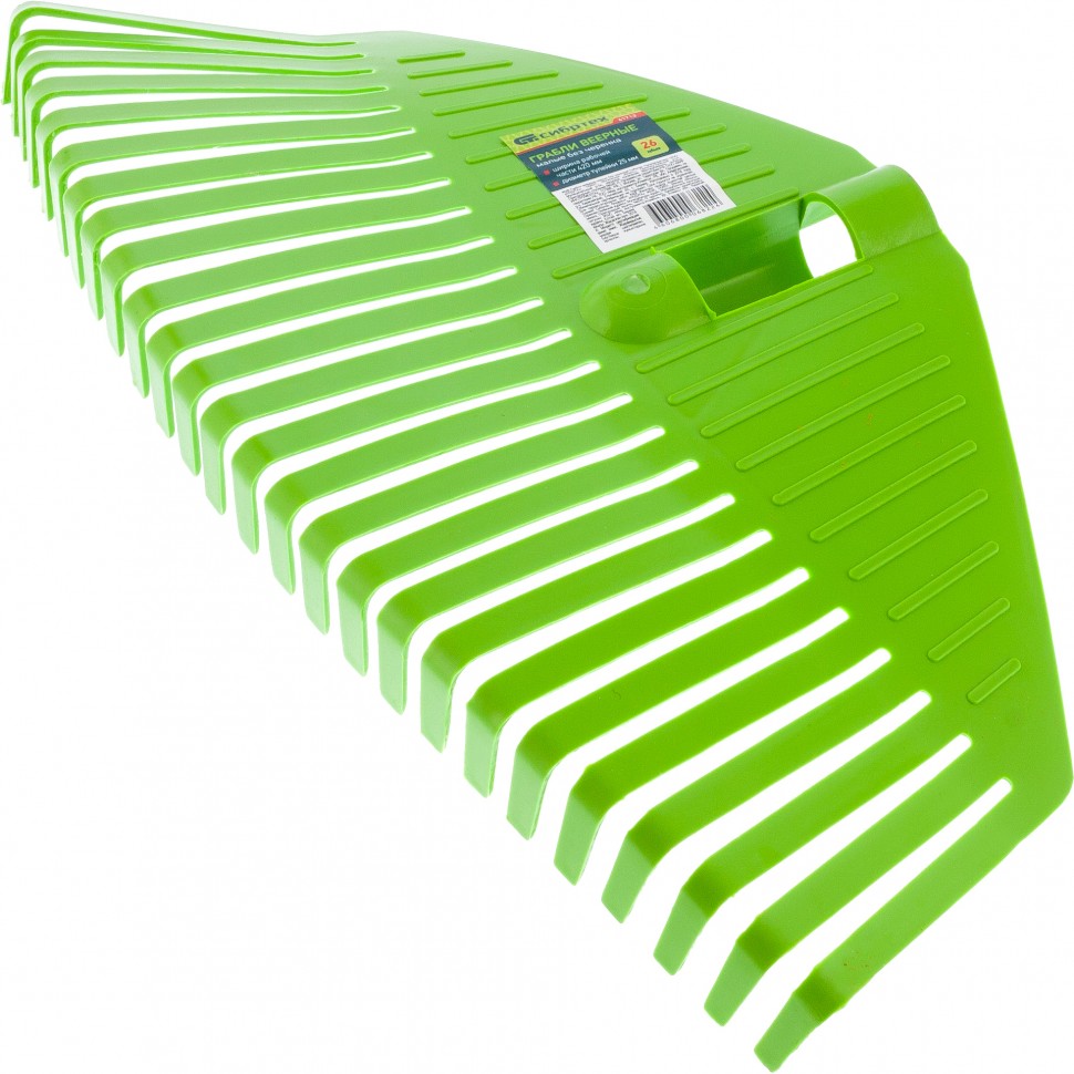 Фото Грабли веерные пластиковые, 420 мм, 26 плоских зубьев, без черенка, Россия Сибртех