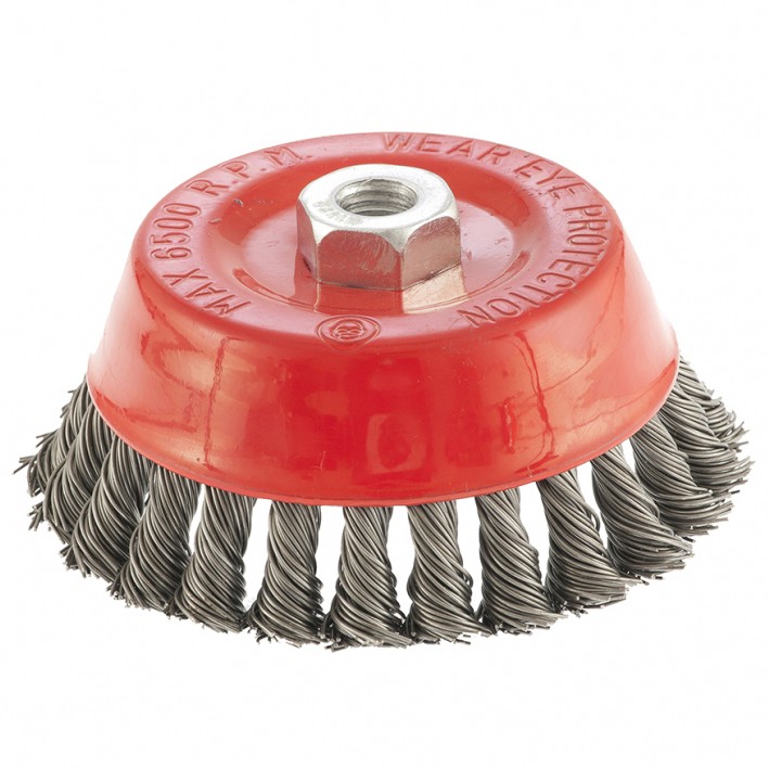 Фото Щетка для УШМ, 125 мм, М14, "чашка", крученая проволока 0,8 мм Matrix