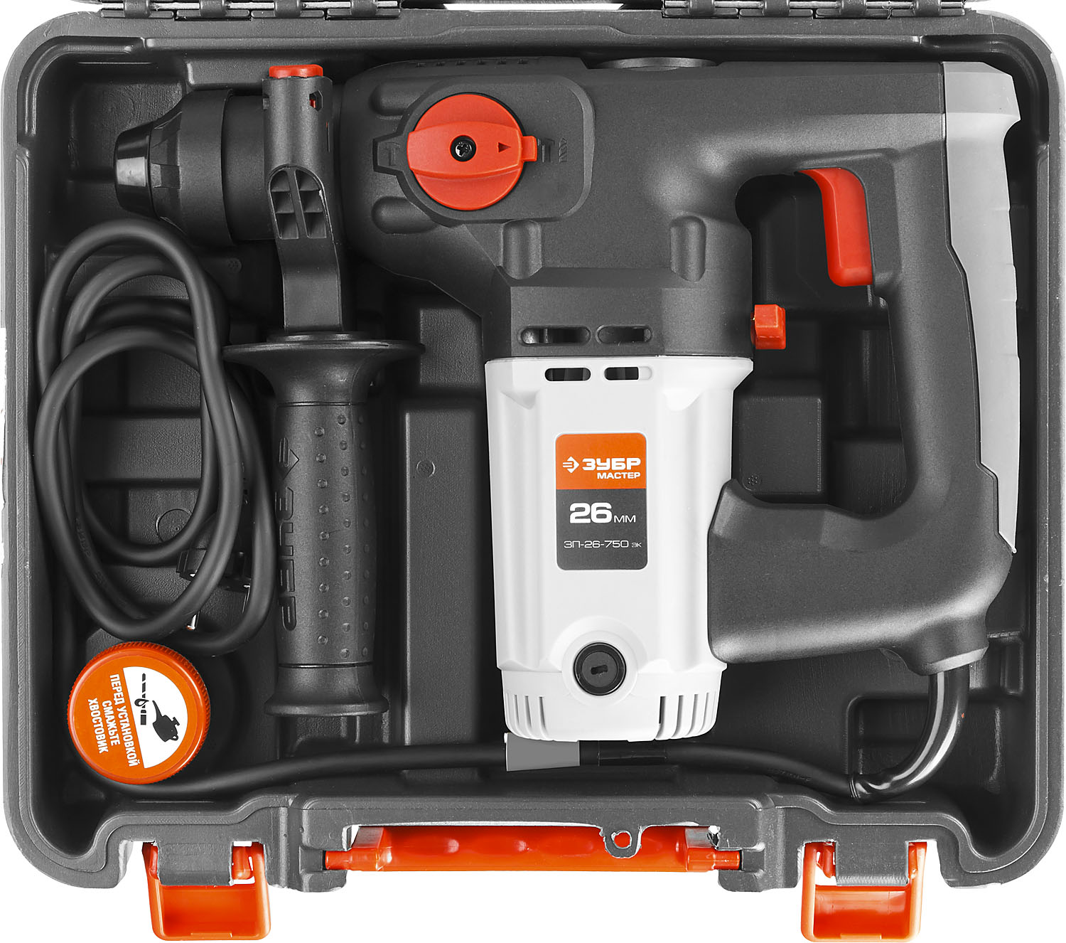 Фото ЗУБР 750 Вт, 0-1000 об/мин, 0-4800 уд/мин, кейс, перфоратор вертикальный электрический ЗП-26-750 ЭК Мастер