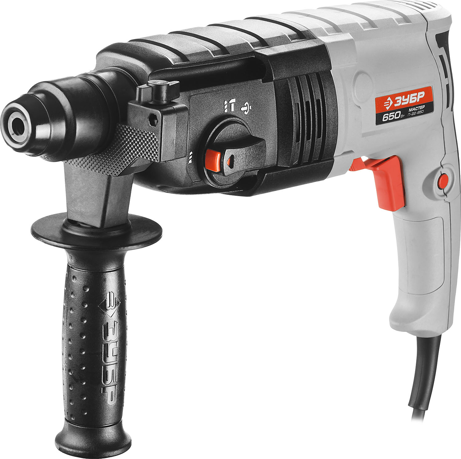 Фото ЗУБР 650 Вт, 0-870 об/мин, 0-4850 уд/мин, кейс, перфоратор горизонтальный П-22-650 Мастер