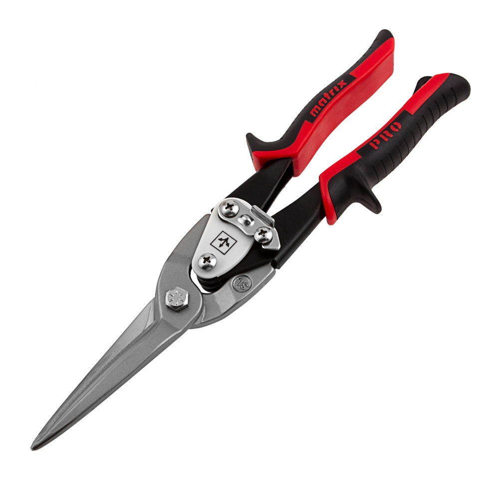 Фото Ножницы по металлу удлиненные, 290 мм, прямой рез, CrMo, двухкомпонентные обрезиненные рукоятки, PRO Matrix