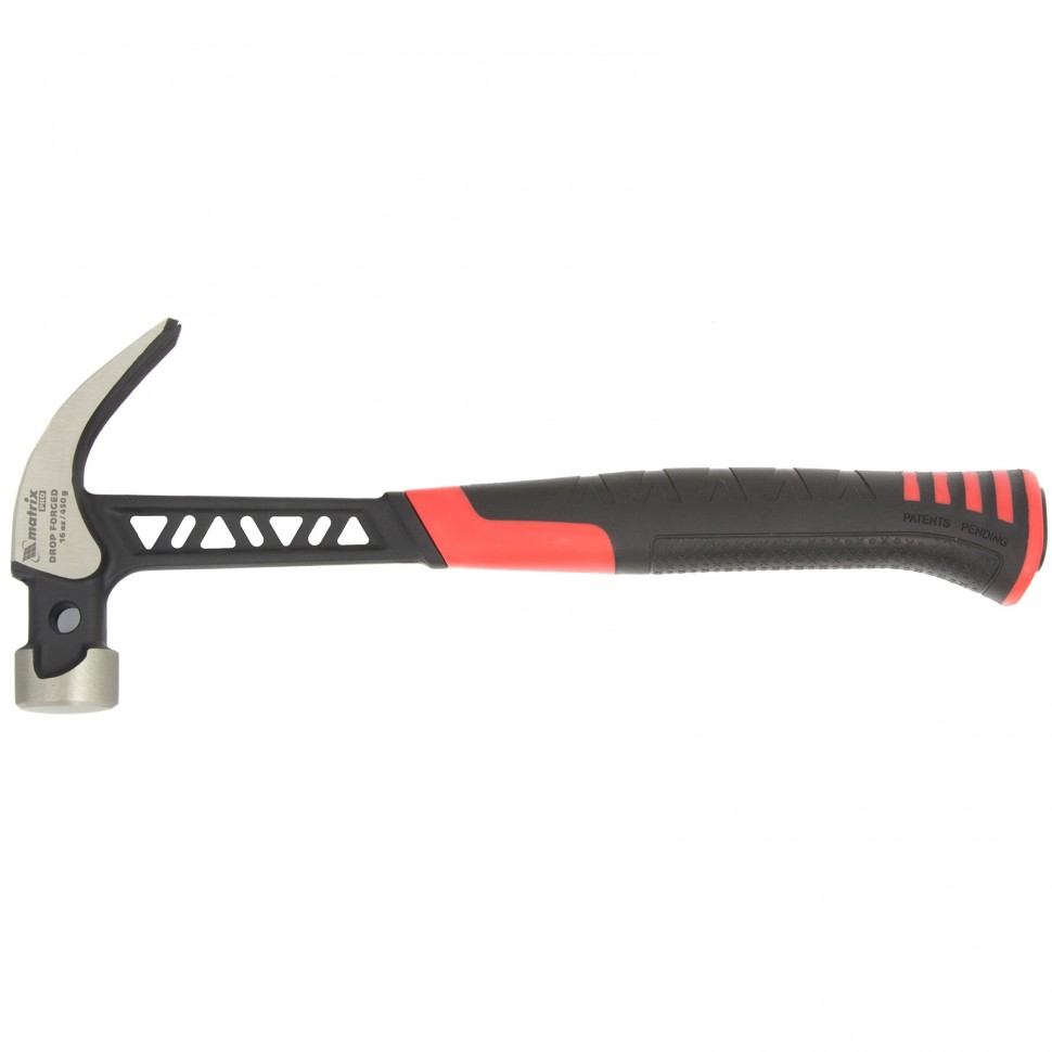 Молоток-гвоздодер, 450 г, цельн., боек с магн., двухкомп. обрезин. рукоятка Matrix Pro