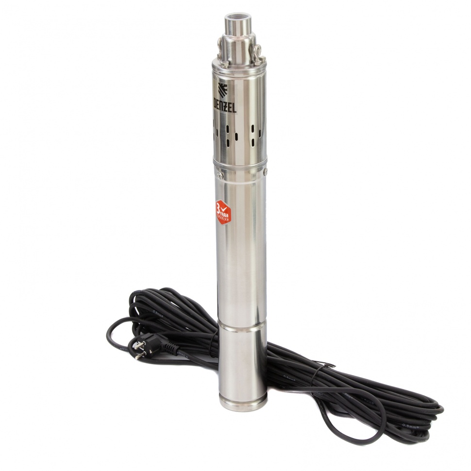 Фото Скважинный насос DWS-3-75, винтовой, d 3 , 500 Вт, 1600 л/ч, напор 75 м Denzel