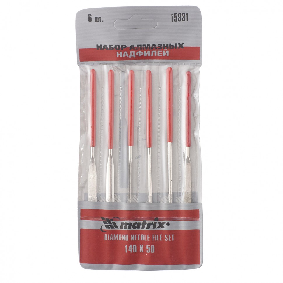 Фото Набор надфилей алмазных, 140 х 50 х 3 мм, 6 шт Matrix