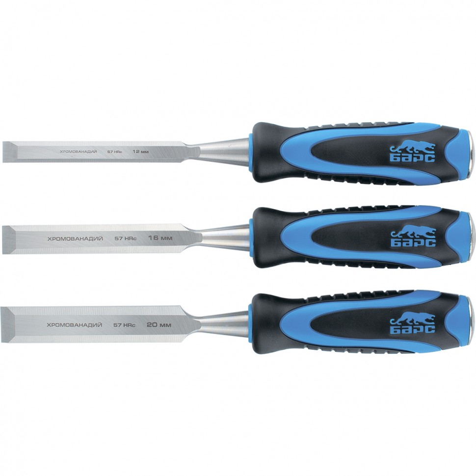 Фото Набор долот-стамесок плоских, 3 шт, 12-16-20 мм, , мет. затыльник Барс