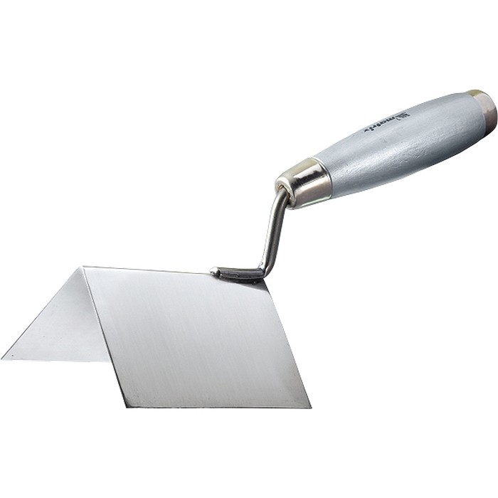 Фото Мастерок из нерж. стали, 80 х 60 х 60 мм, для внешних углов, деревянная ручка Matrix