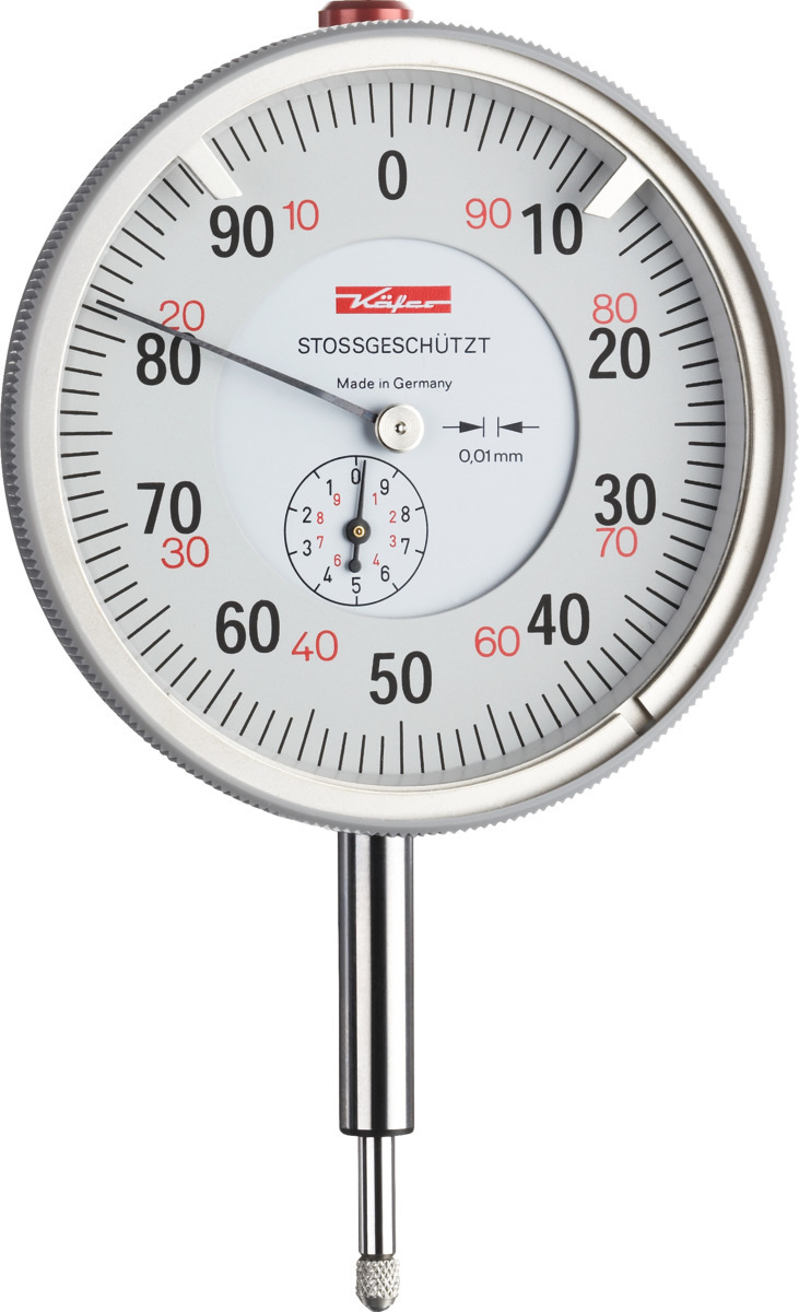 Большой прециз. индикатор час. типа с защитой от толчков 10/80 мм