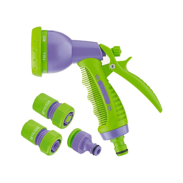 Фото Набор для подключения шланга 3/4,пистолет 8 режимов полива, адаптер, 2 соединителя Palisad