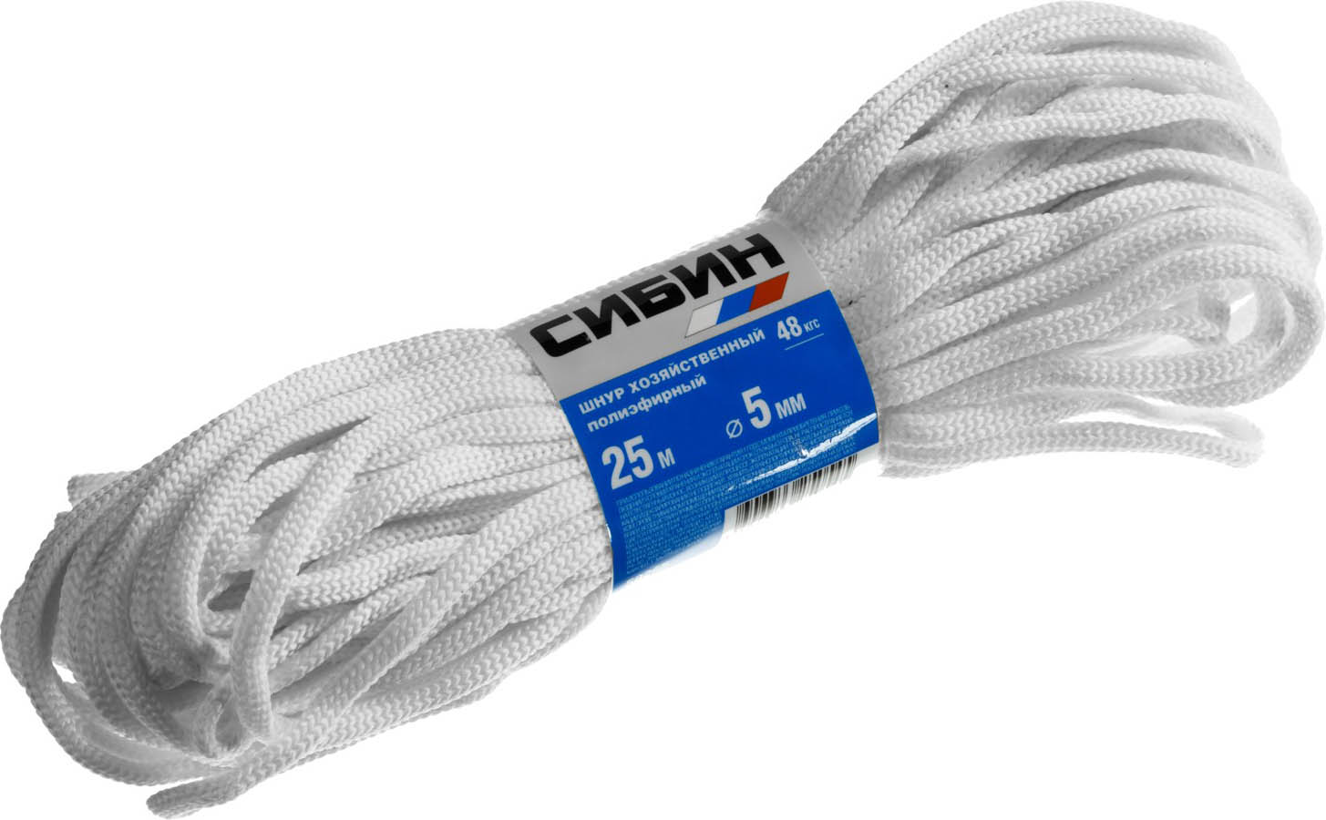 Фото Шнур хозяйственный полиэфирный СИБИН 25 м, 5 мм, 50265