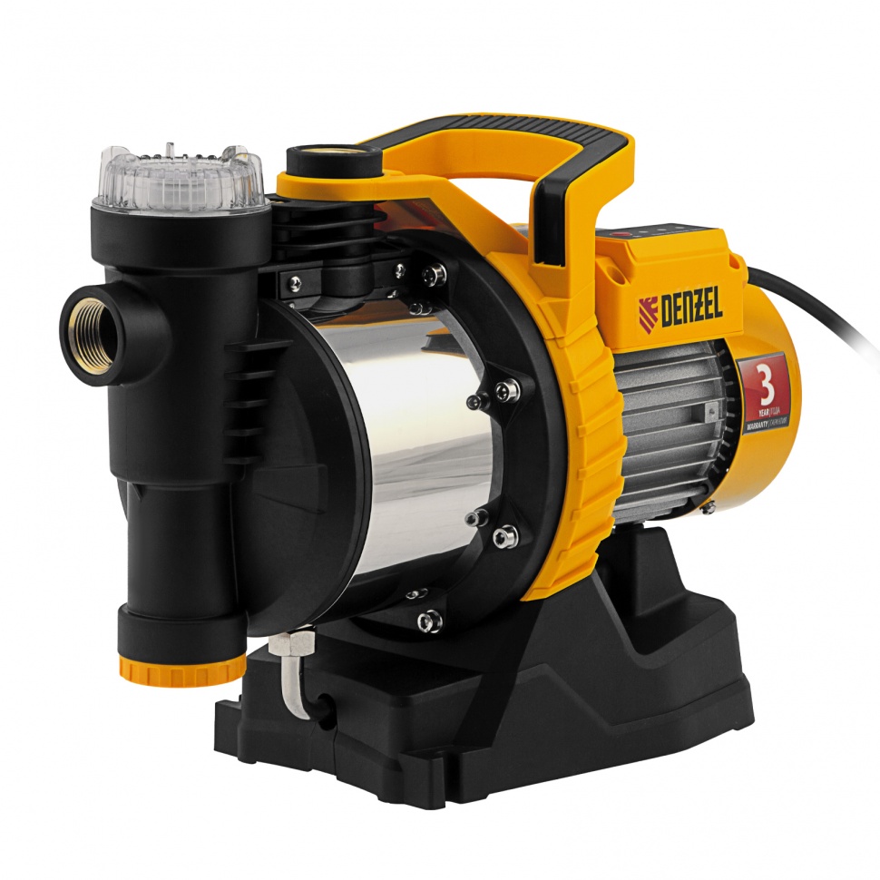 Фото Садовый поверхностный насос GP1100SS, 1100 Вт, 4000 л/ч, подъем 45 м, пластик Denzel