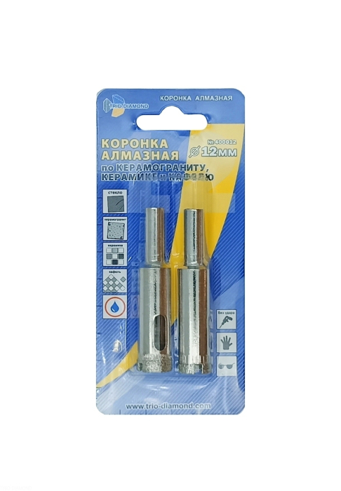 Фото Коронка алмазная по керамике и кафелю 12мм (2шт)